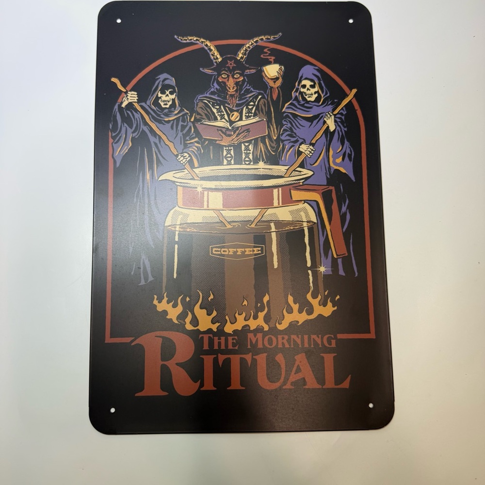 Novelty Underworld Coffee Brewing "The Morning Ritual" Tin Sign